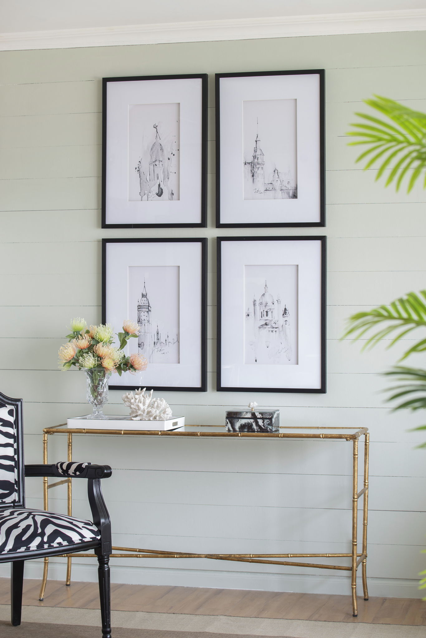 Architecture Wall Art Prints, Home Decor Art For Living Room Dining Room Entryway (Set of 4) - White / Black