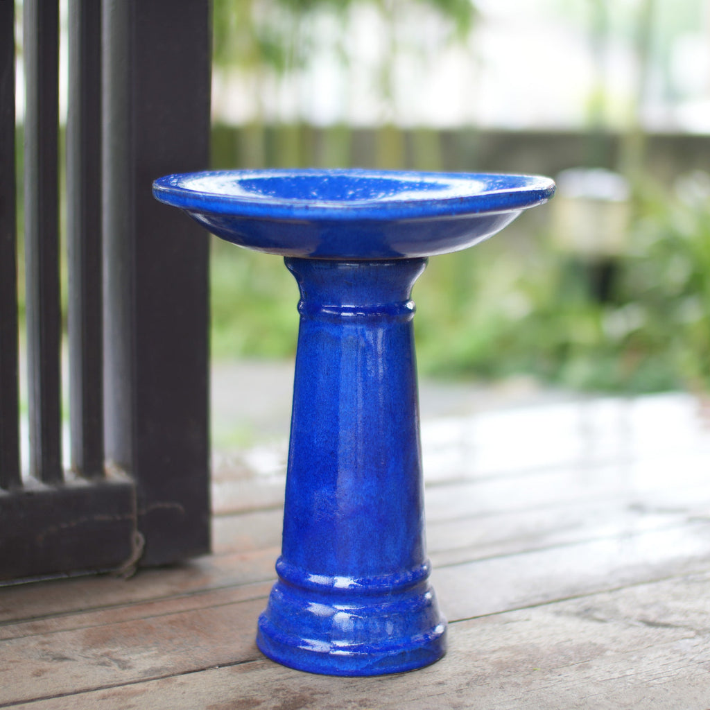 Ceramic Pedestal Bird Bath for Outdoor Garden