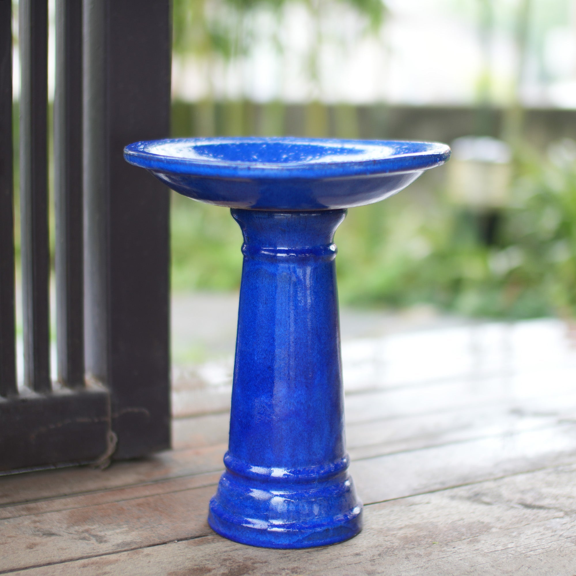 Ceramic Pedestal Bird Bath for Outdoor Garden