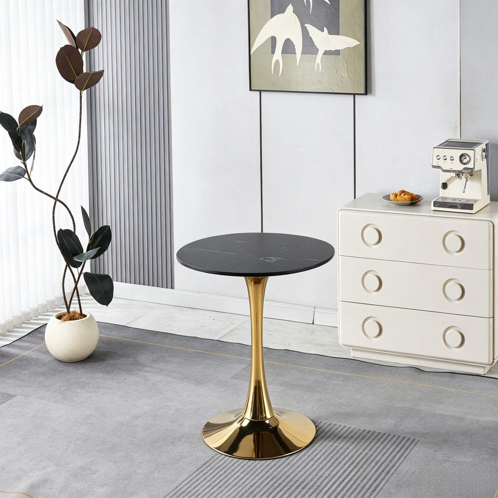 Mid-Century Black Marble Tulip Table