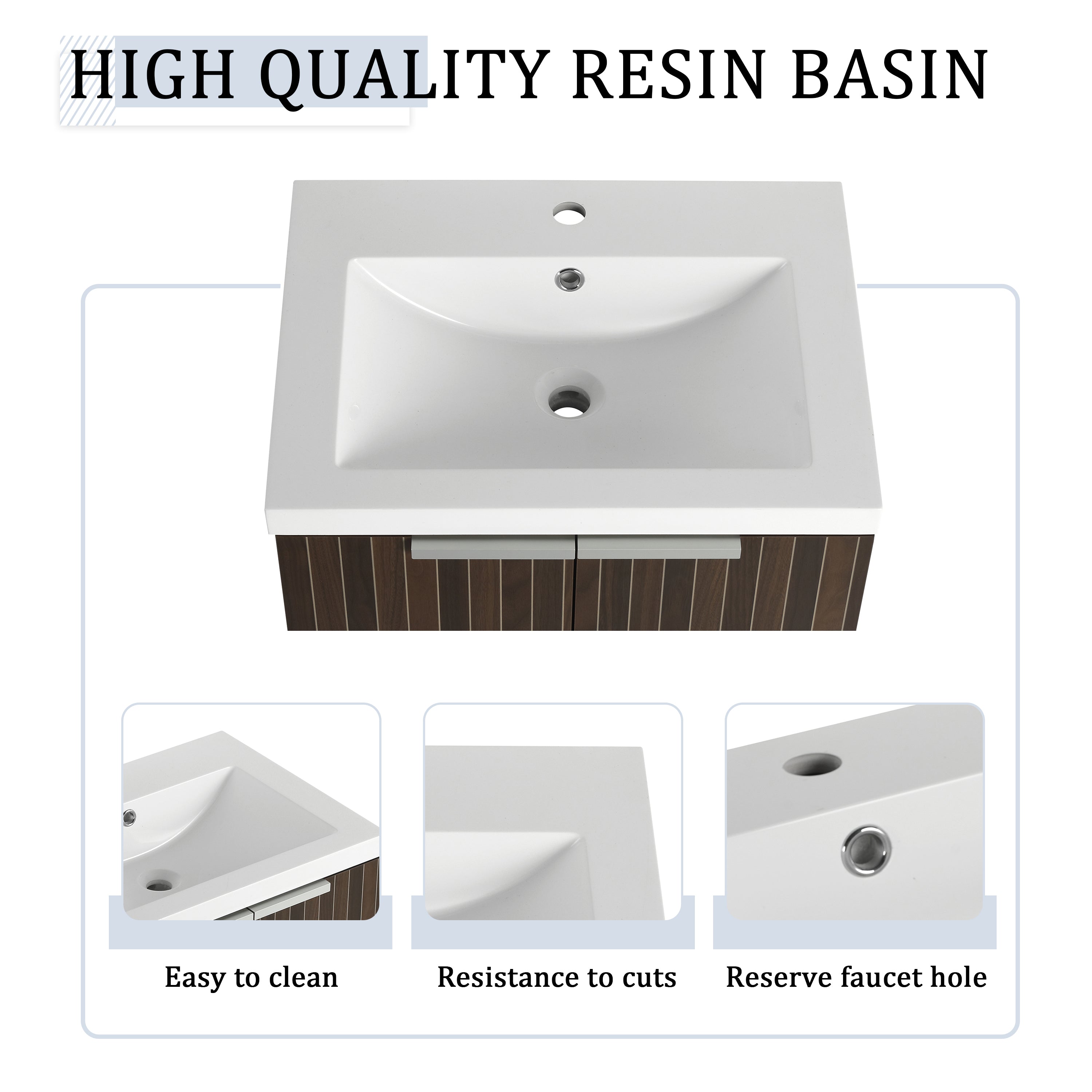 24 Inch Bathroom Cabinet With Resin Sink