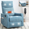 Heat Massage Manual Recliner Chair with Rocker and Swivel in Fabric for Living Room