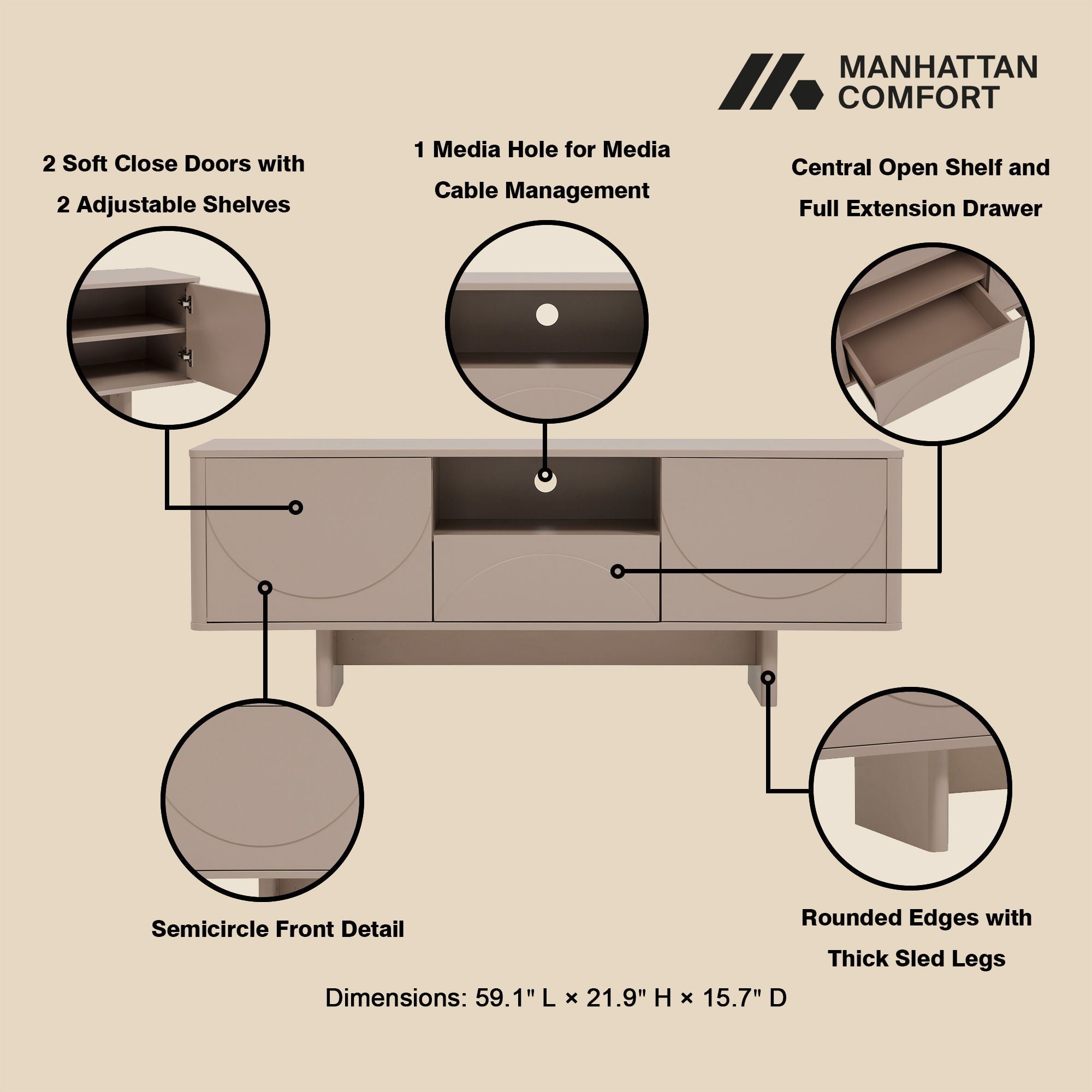 Ella - TV Stand With Adjustable Shelves