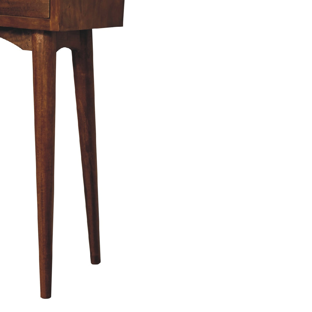 Solid Mango Wood Mini Chestnut Hallway Console with 2 Drawers