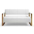 Modern Upholstery Accent Loveseat Sofa For Living Room 2 Seater With Metal Arms