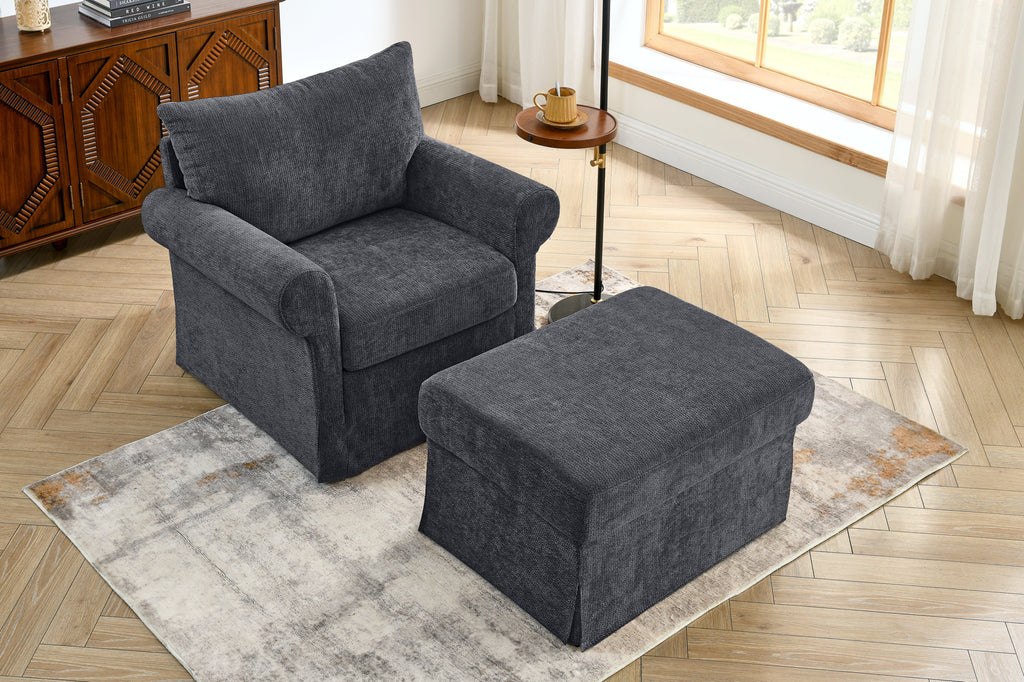 37.5" Accent Chair with Ottoman
