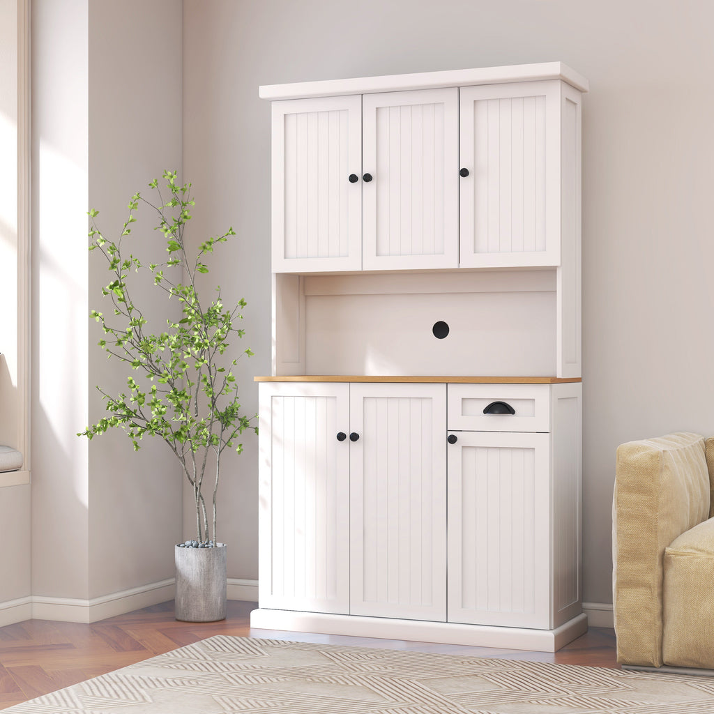 71" Kitchen Pantry Storage Cabinet with Microwave Oven Countertop