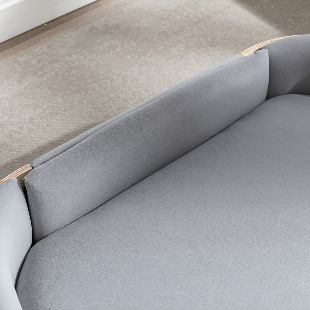 Scandinavian Style Elevated Dog Bed with Solid Wood Legs and Velvet Cushion