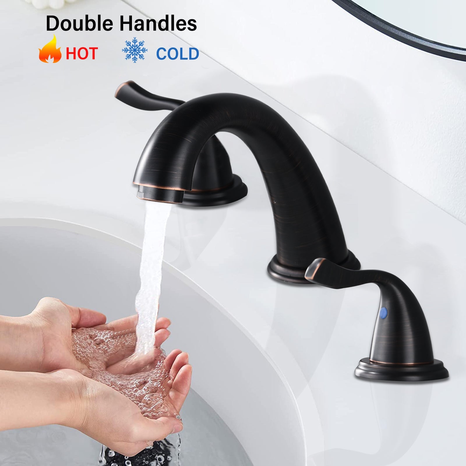 8-Inch 3-Hole 2-Handle Bathroom Sink Faucet, Oil Rubbed Bronze