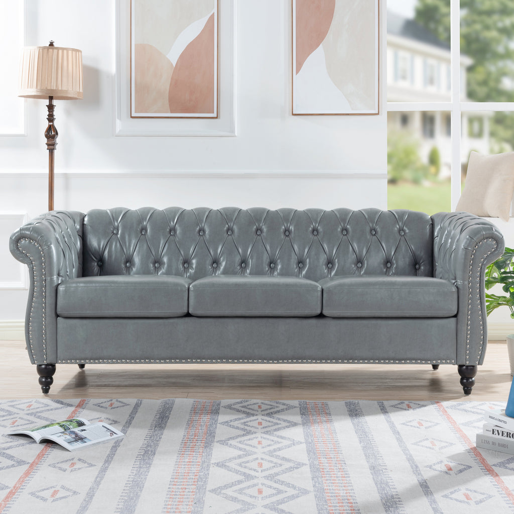 Rolled Arm Chesterfield 3 Seater Sofa