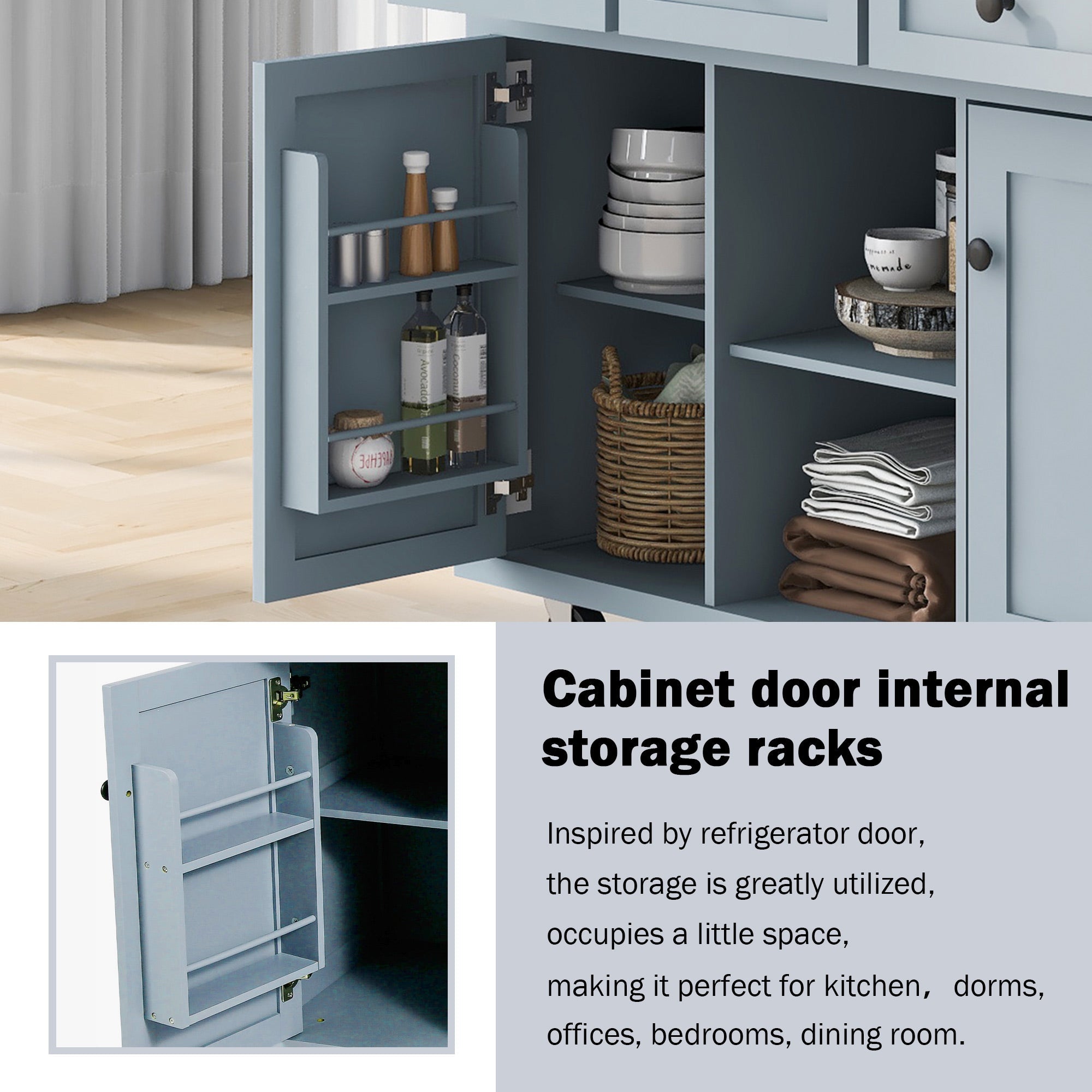 Kitchen Cart with Rubberwood Drop-Leaf Countertop