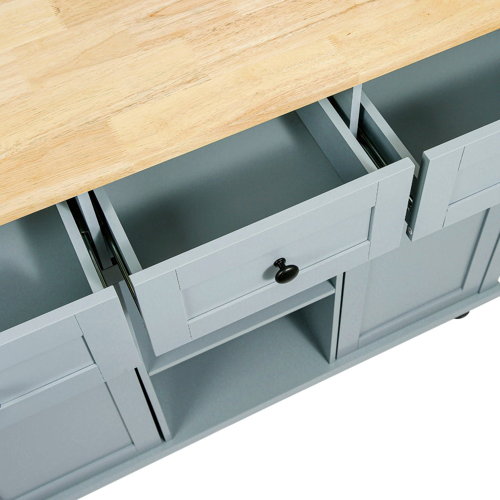 Kitchen Cart with Rubberwood Drop-Leaf Countertop
