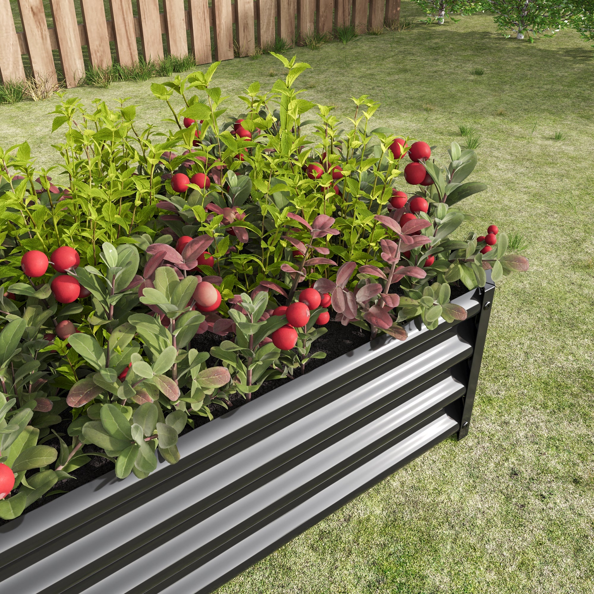 Black 4×2×1ft Metal Raised Garden Bed