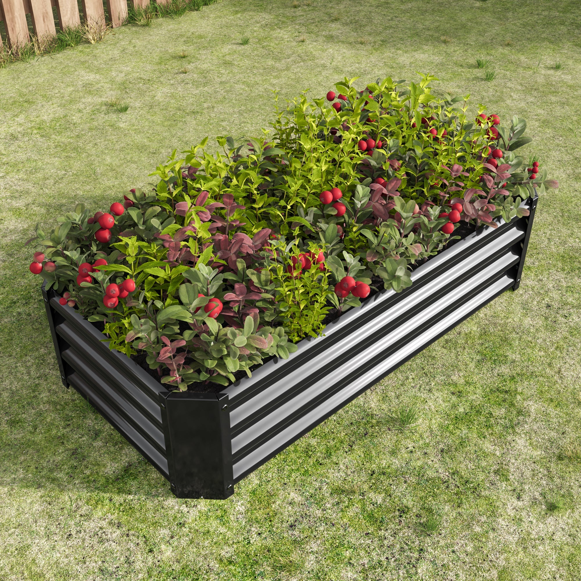 Black 4×2×1ft Metal Raised Garden Bed