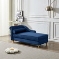 Modern Upholstery Chaise Lounge Chair with Storage Velvet - Navy Blue