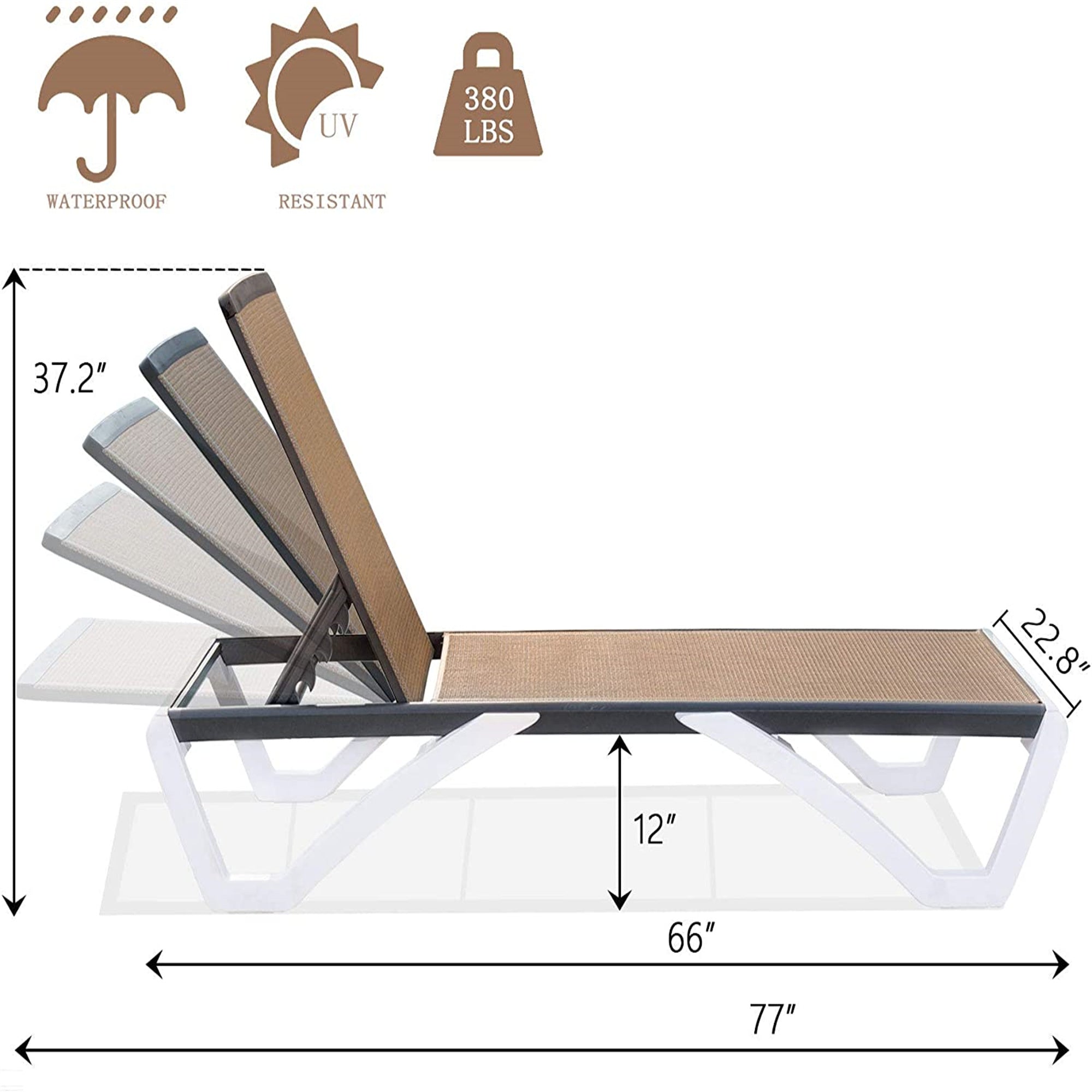 Adjustable Chaise Lounge Aluminum Outdoor Patio Chair