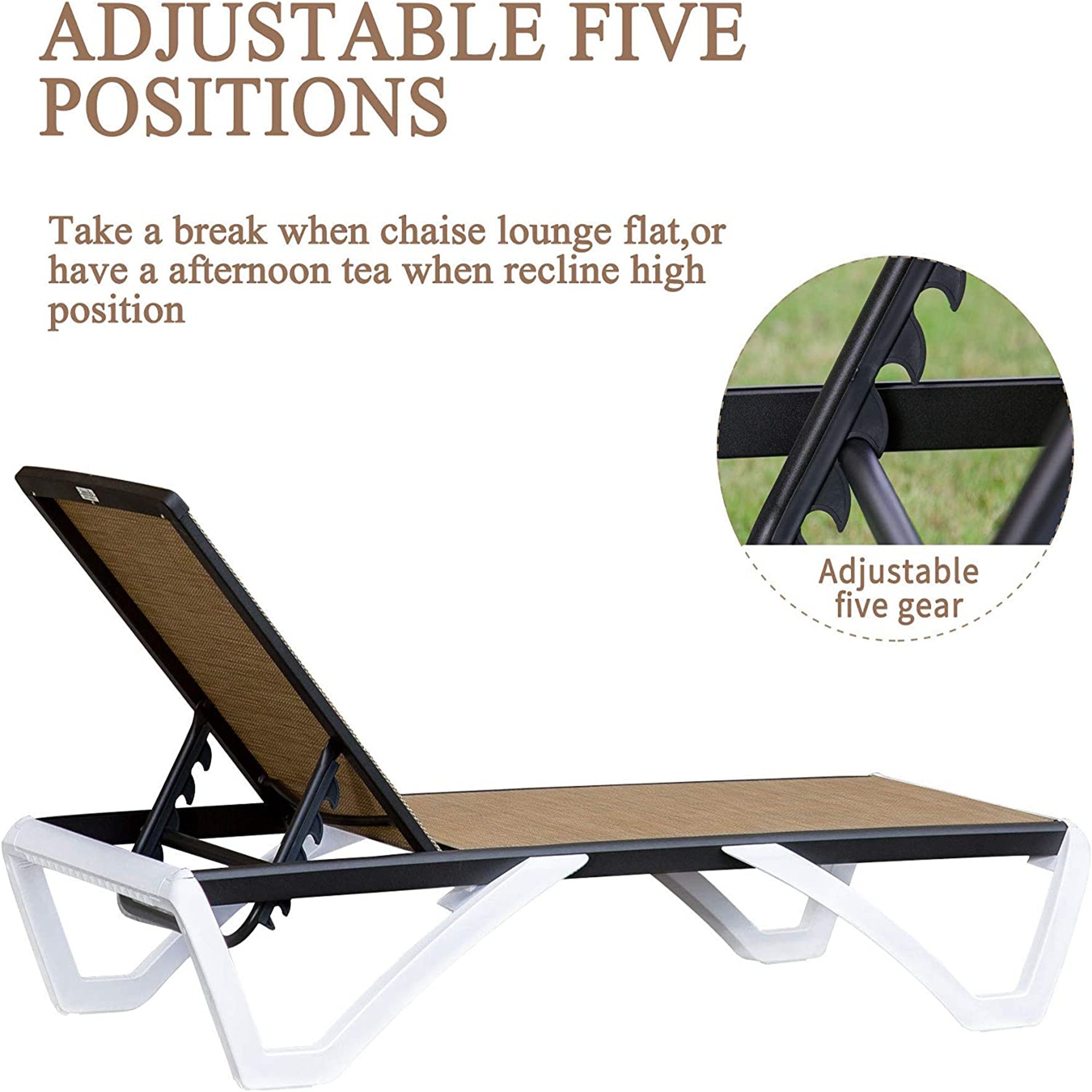 Adjustable Chaise Lounge Aluminum Outdoor Patio Chair