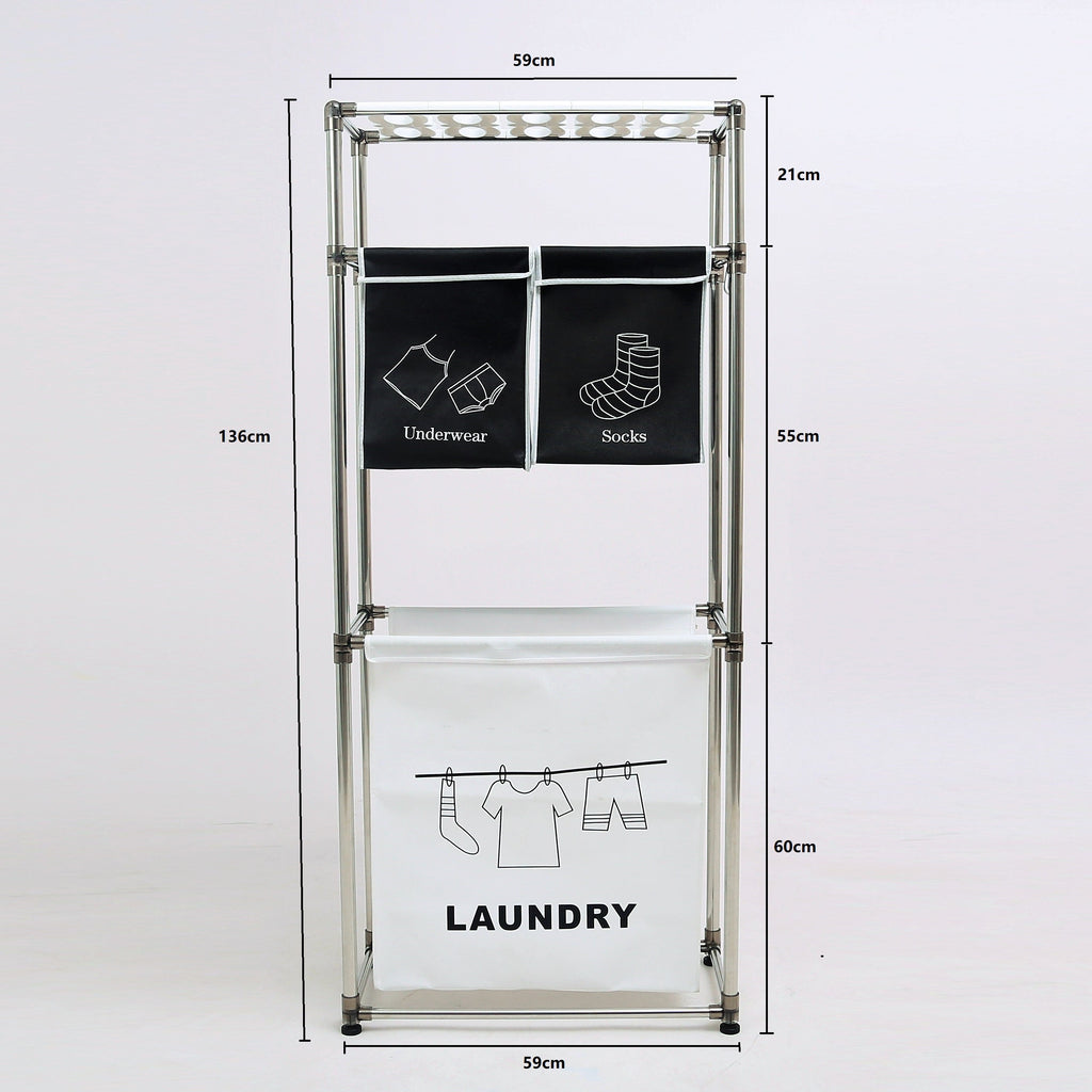 3 Tier Laundry Hamper Sorter with 4 Removable Bags