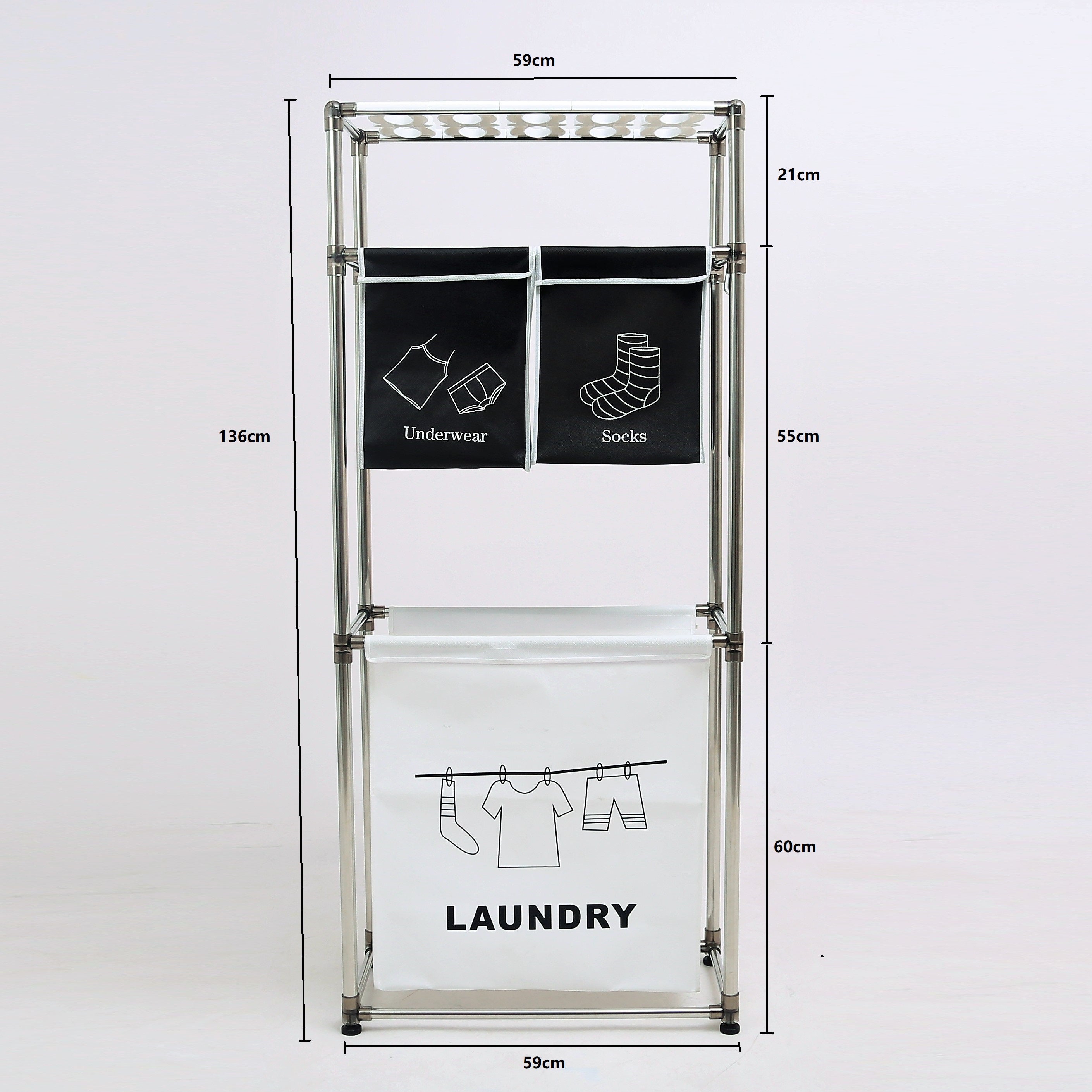 3 Tier Laundry Hamper Sorter with 4 Removable Bags