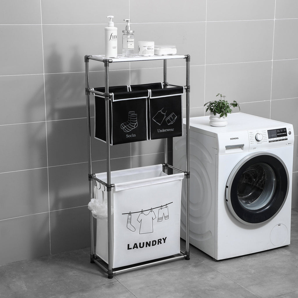 3 Tier Laundry Hamper Sorter with 4 Removable Bags