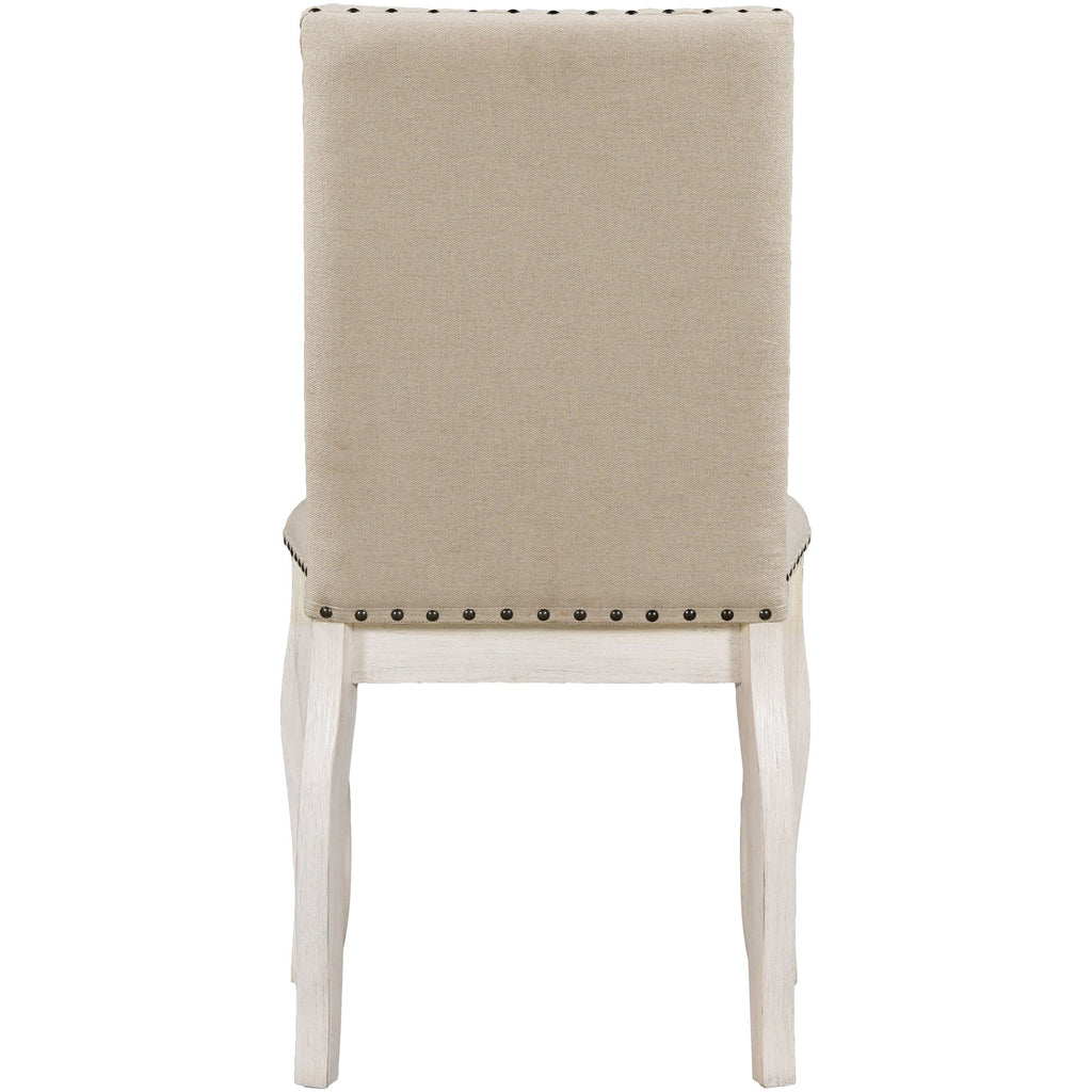 TREXM Set of 2 Dining Chairs - Wood Upholstered with Nailhead