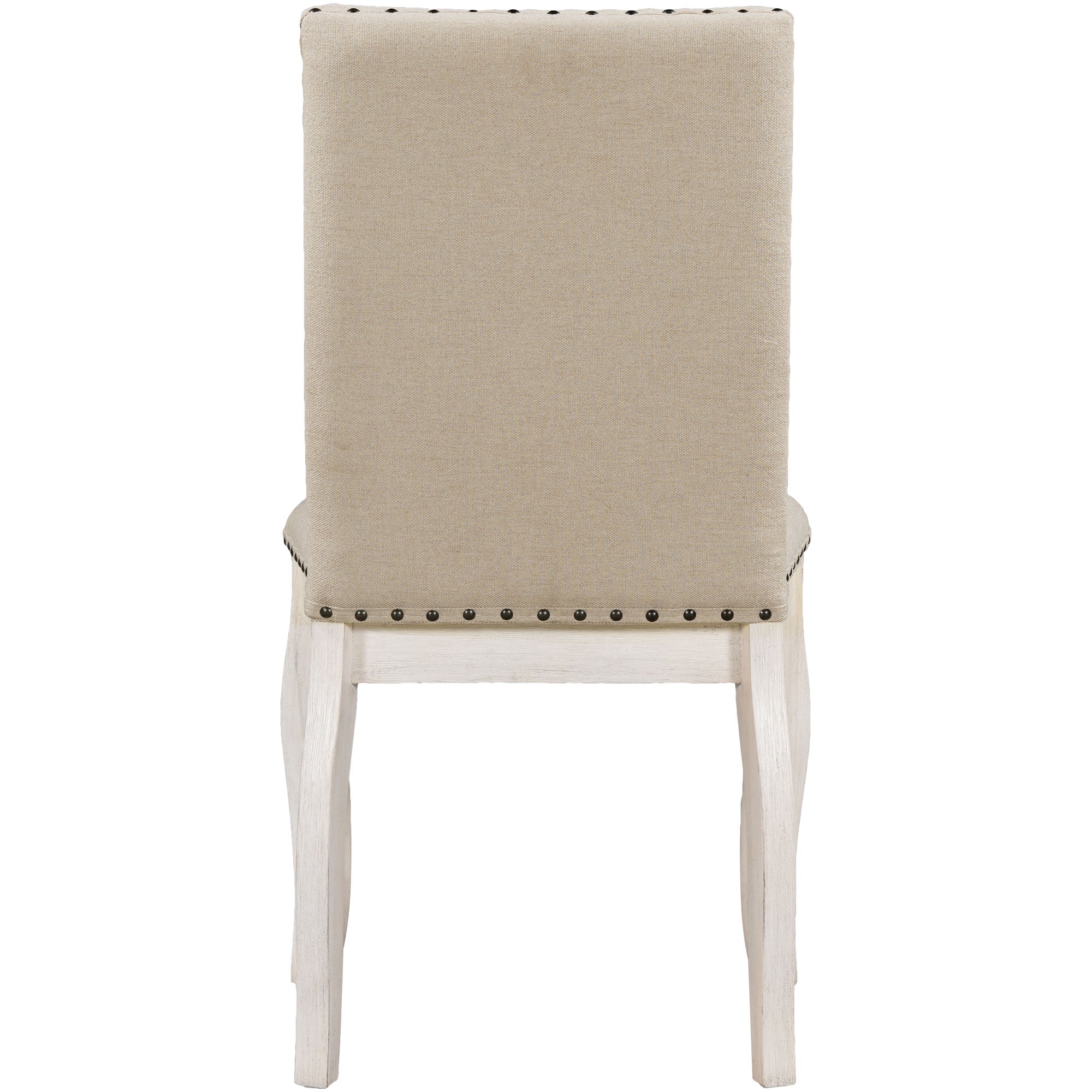 TREXM Set of 2 Dining Chairs - Wood Upholstered with Nailhead