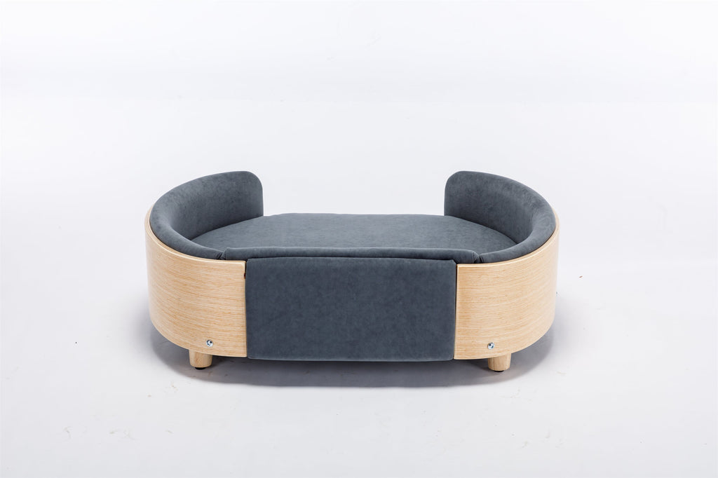 Scandinavian Style Elevated Dog Bed with Velvet Cushion