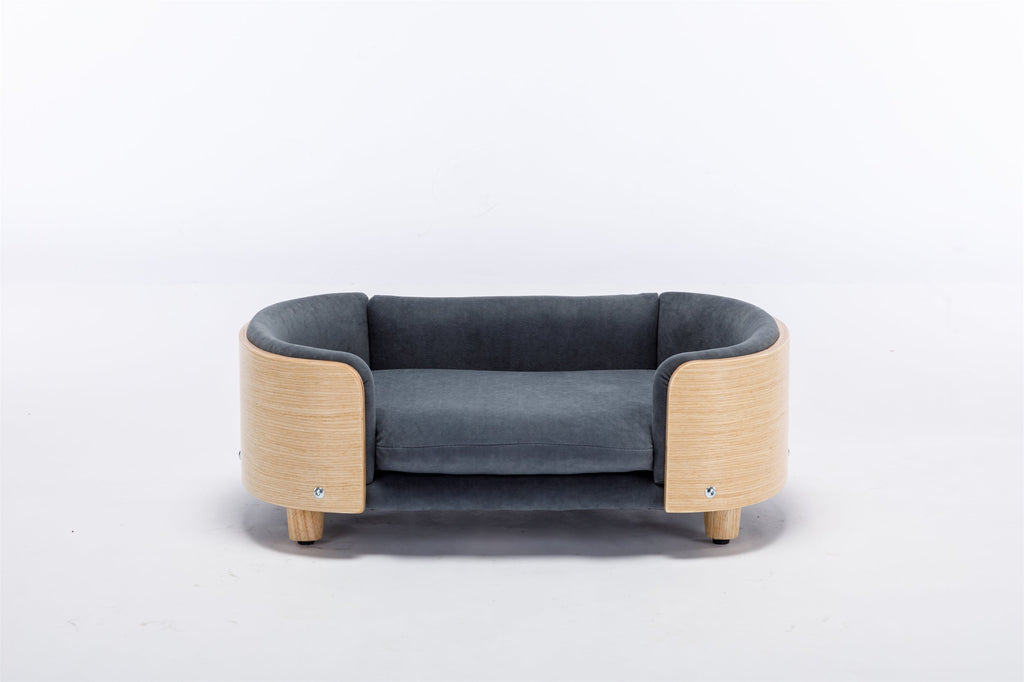Scandinavian Style Elevated Dog Bed with Velvet Cushion