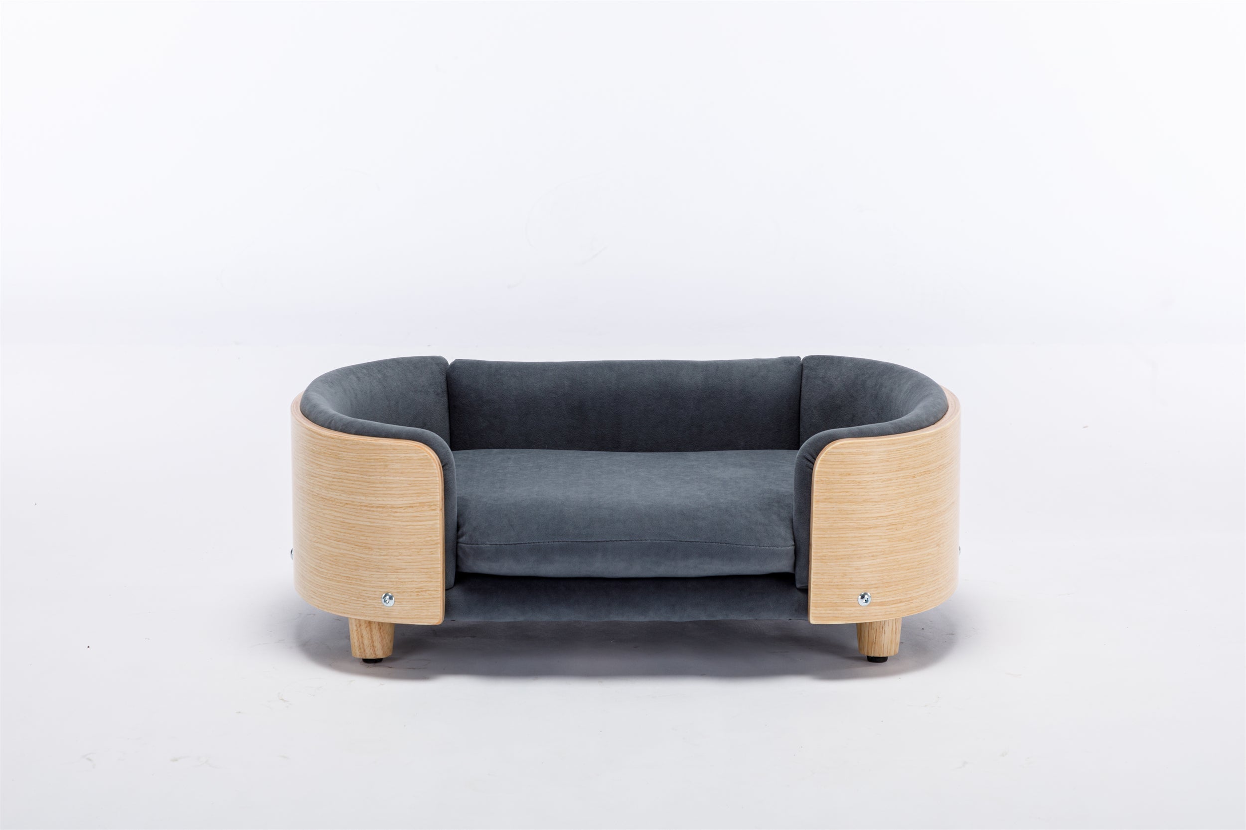 Scandinavian Style Elevated Dog Bed with Velvet Cushion