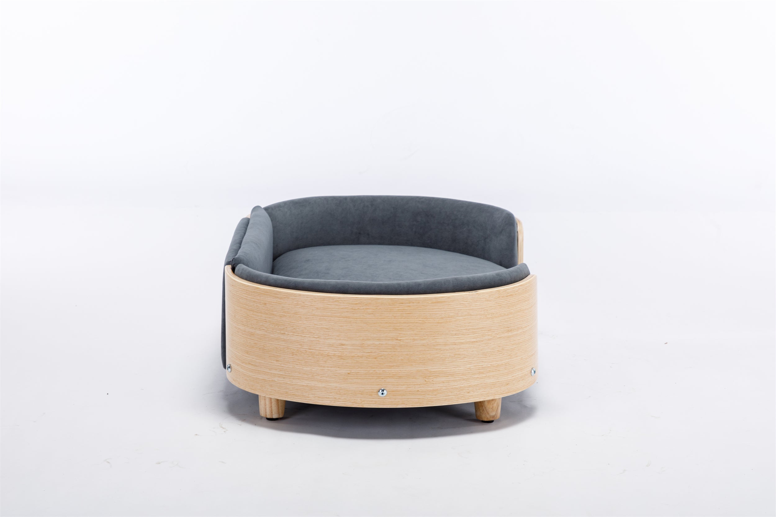 Scandinavian Style Elevated Dog Bed with Velvet Cushion