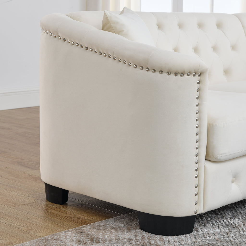 77-Inch Modern Chesterfield Velvet Sofa