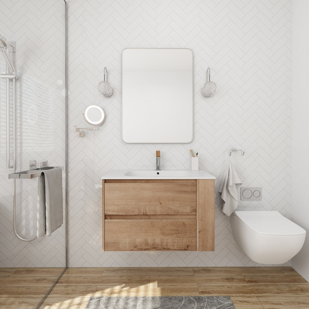 30" Wall Mount Bathroom Vanity With Gel Sink