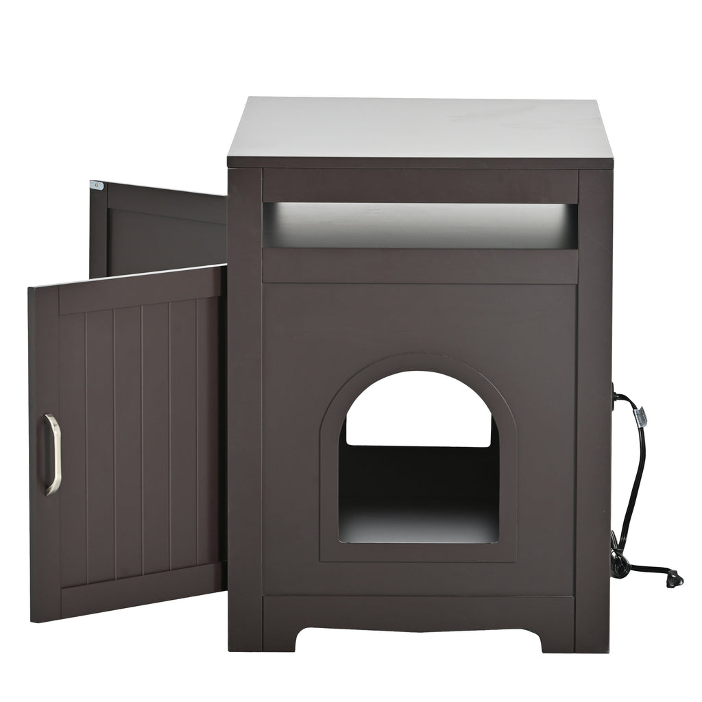 Litter Box Enclosure - Cat Litter Box Furniture with Hidden Plug