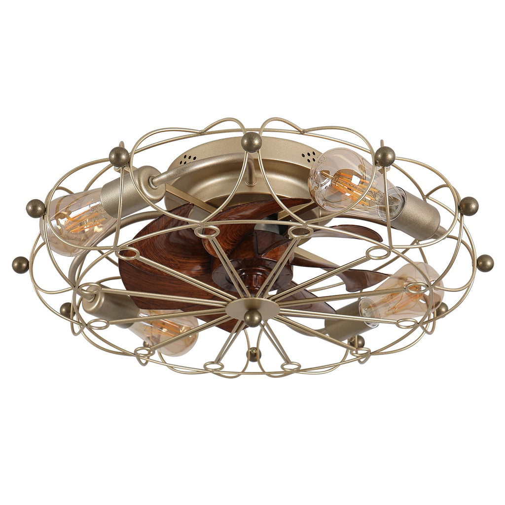Low Profile Caged Ceiling Fan with Lights Remote Control