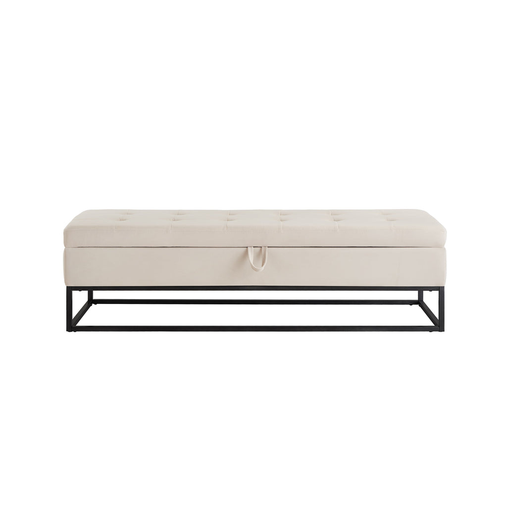 58.6" Bed Bench with Metal Base and Storage