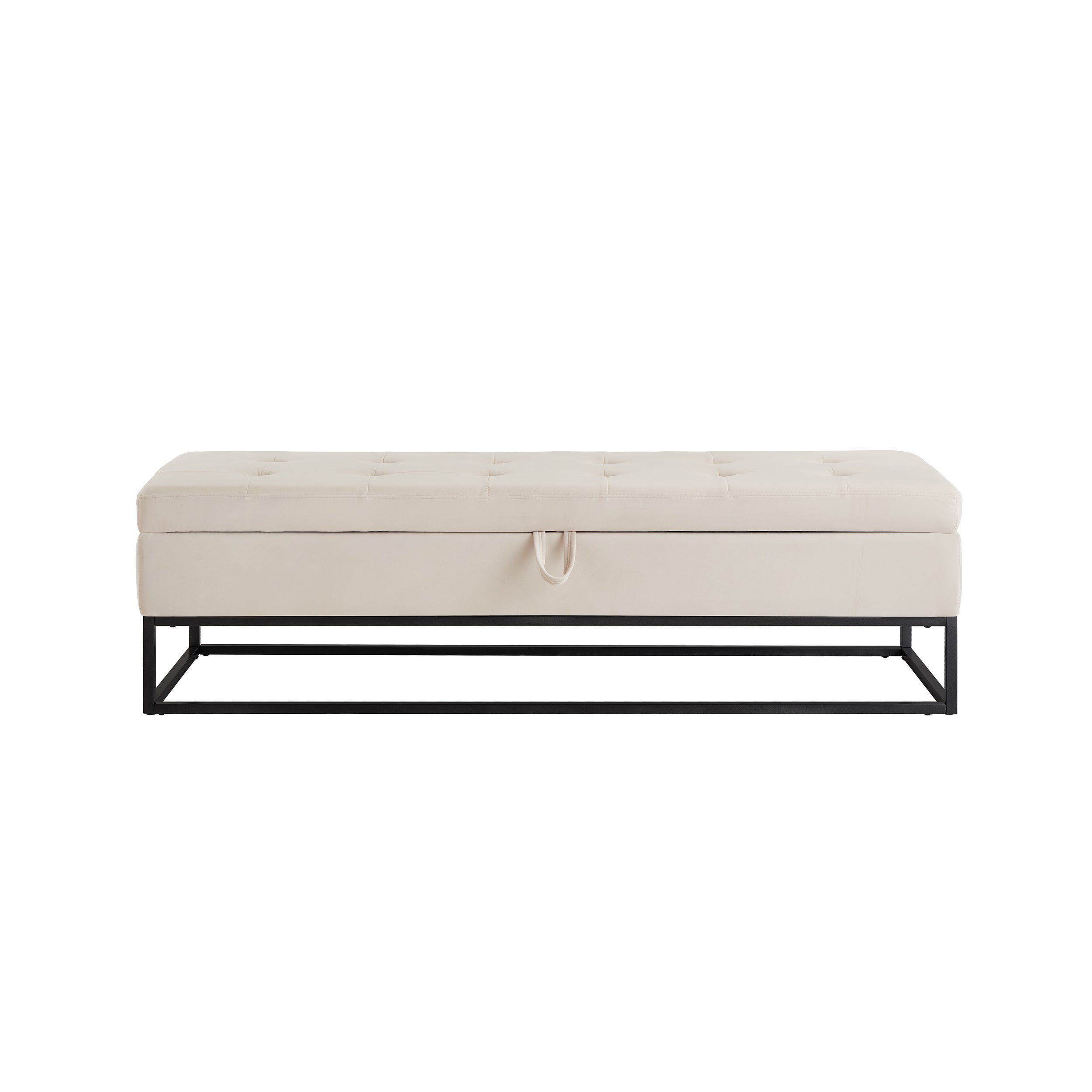 58.6" Bed Bench with Metal Base and Storage