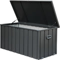 100 Gallon Outdoor Storage Deck Box - Waterproof, Lockable, Dark Gray