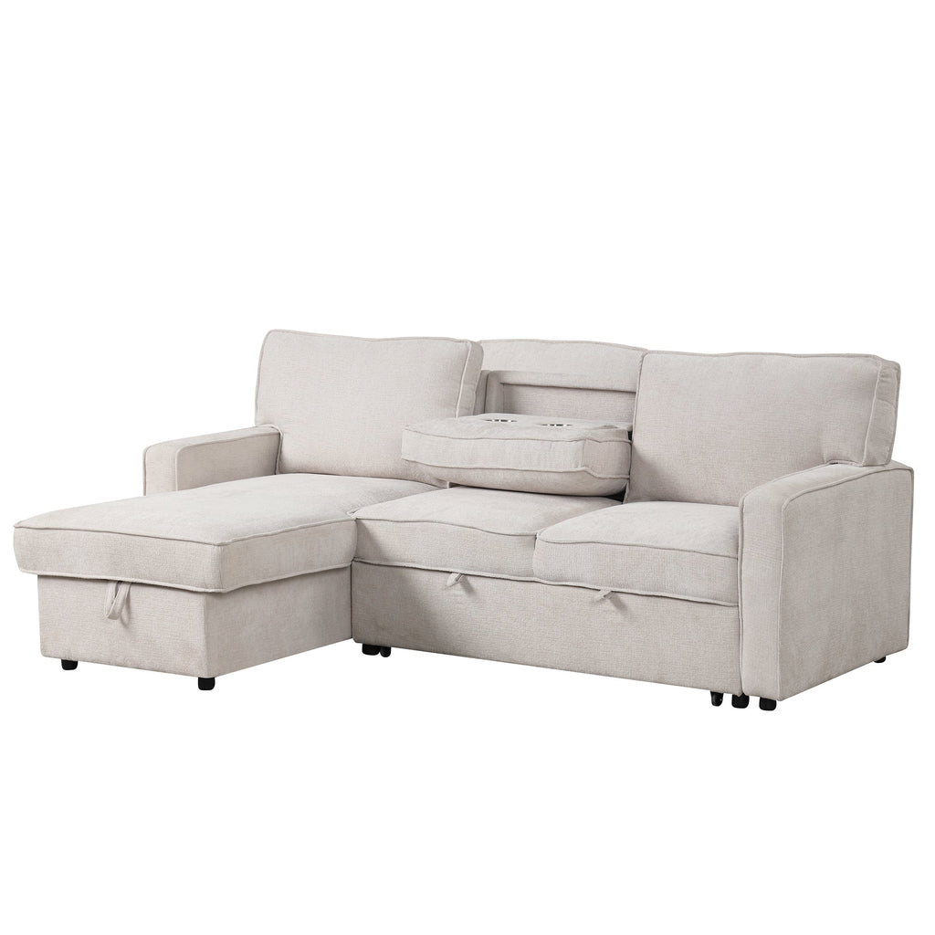 U_STYLE Upholstery Sleeper Sectional Sofa