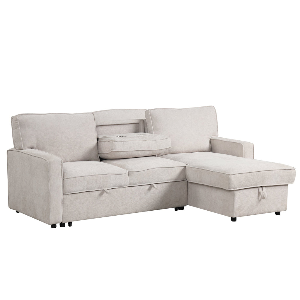 U_STYLE Upholstery Sleeper Sectional Sofa
