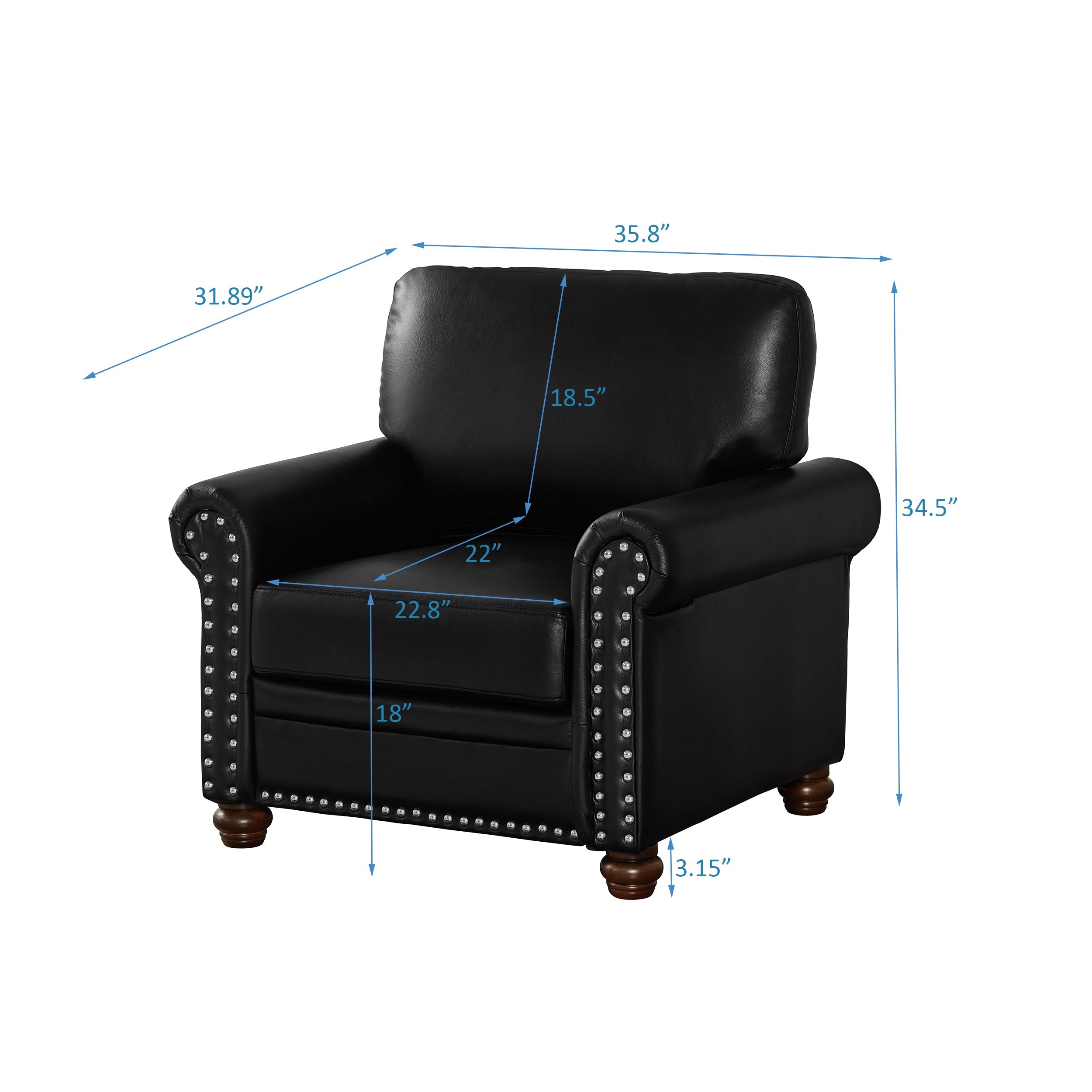 Living Room Sofa Single Seat Chair with Wood Leg