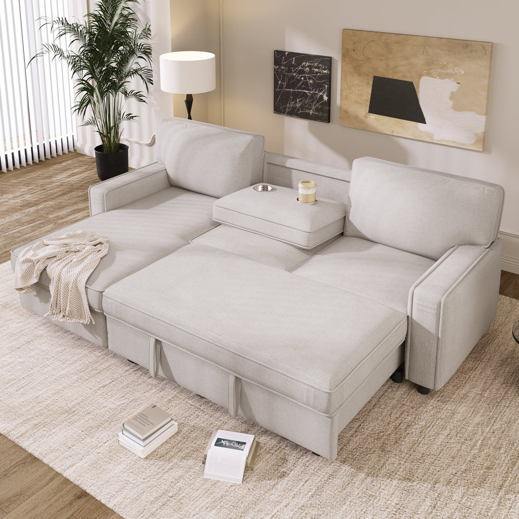 U_STYLE Upholstery Sleeper Sectional Sofa