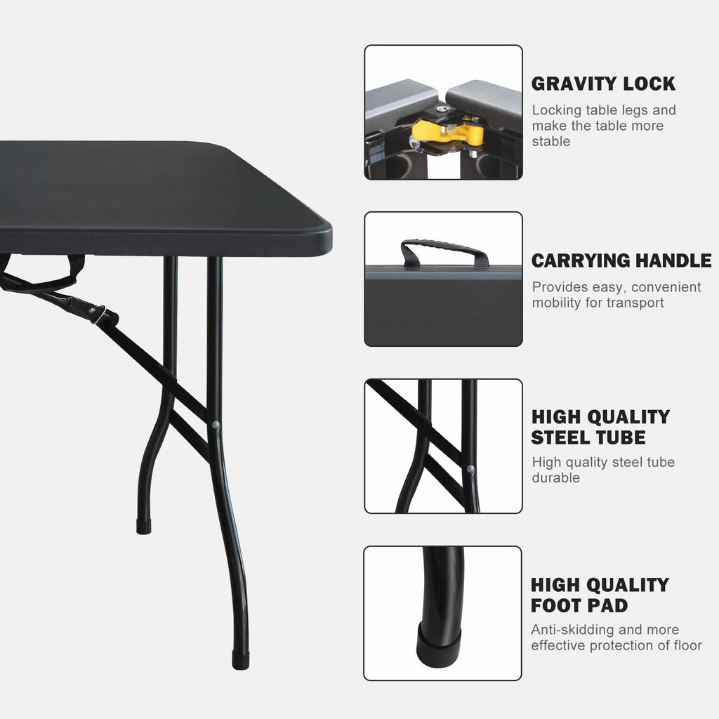 6ft Folding Table - Portable Plastic Table for Camping and Picnics