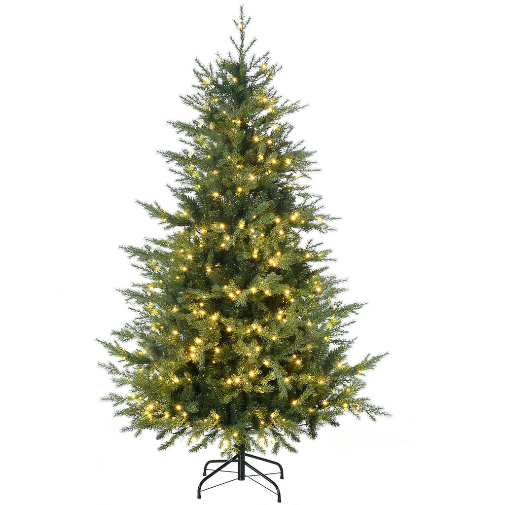 HOMCOM 6Ft Tall Prelit Artificial Christmas Tree Holiday Décor