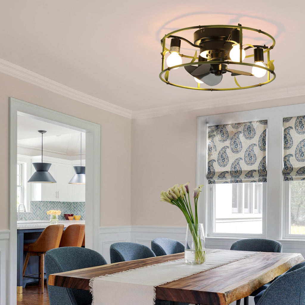 19" Green Industrial Ceiling Fan with Light