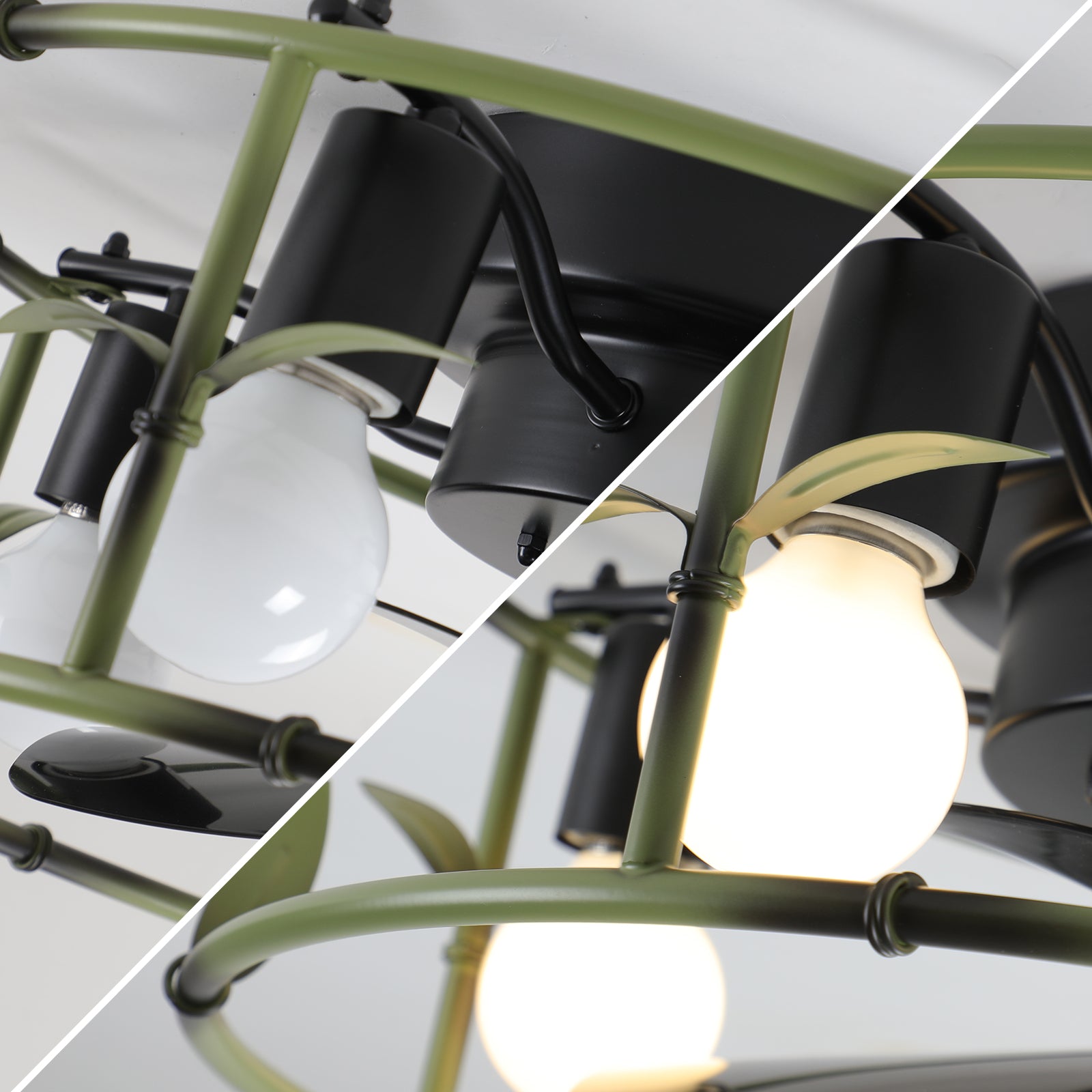 19" Green Industrial Ceiling Fan with Light
