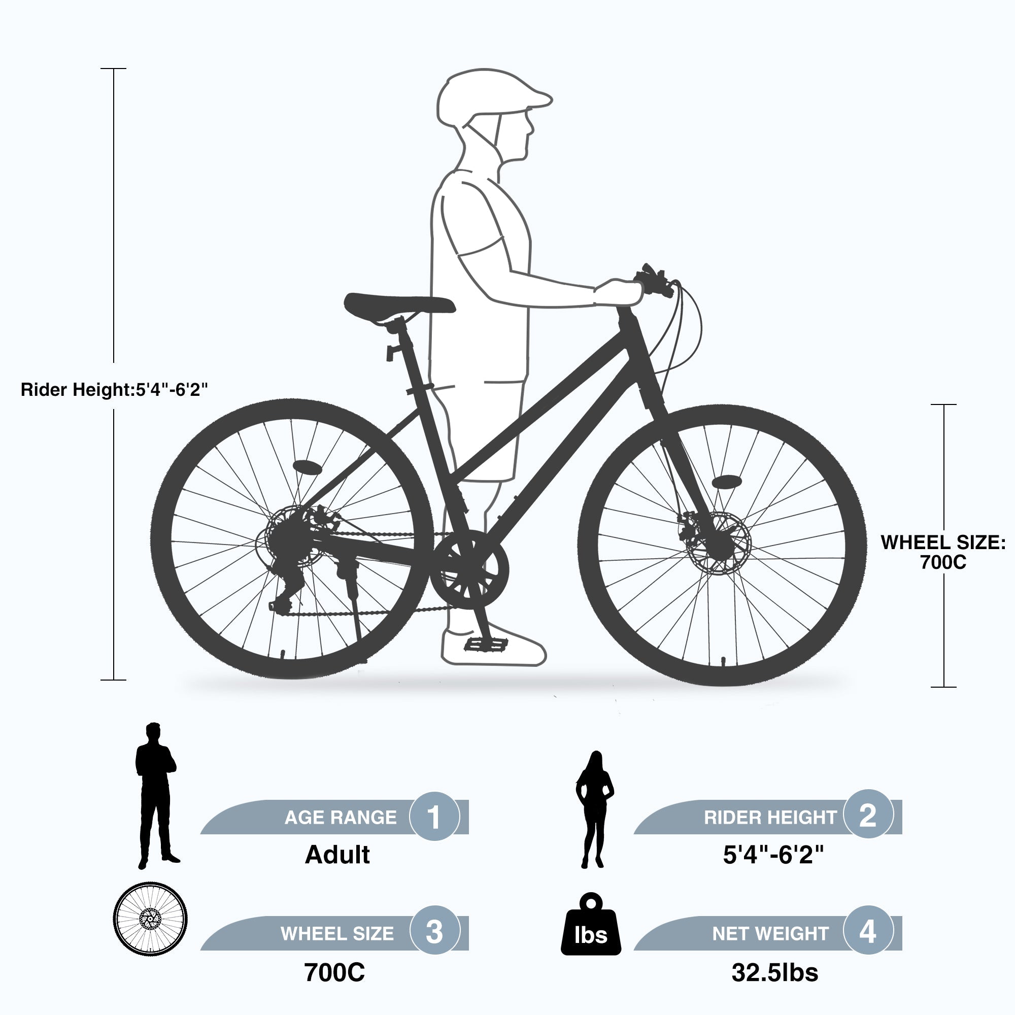 7 Speed Hybrid Bike Disc Brake 700C Road Bike for Men & Women