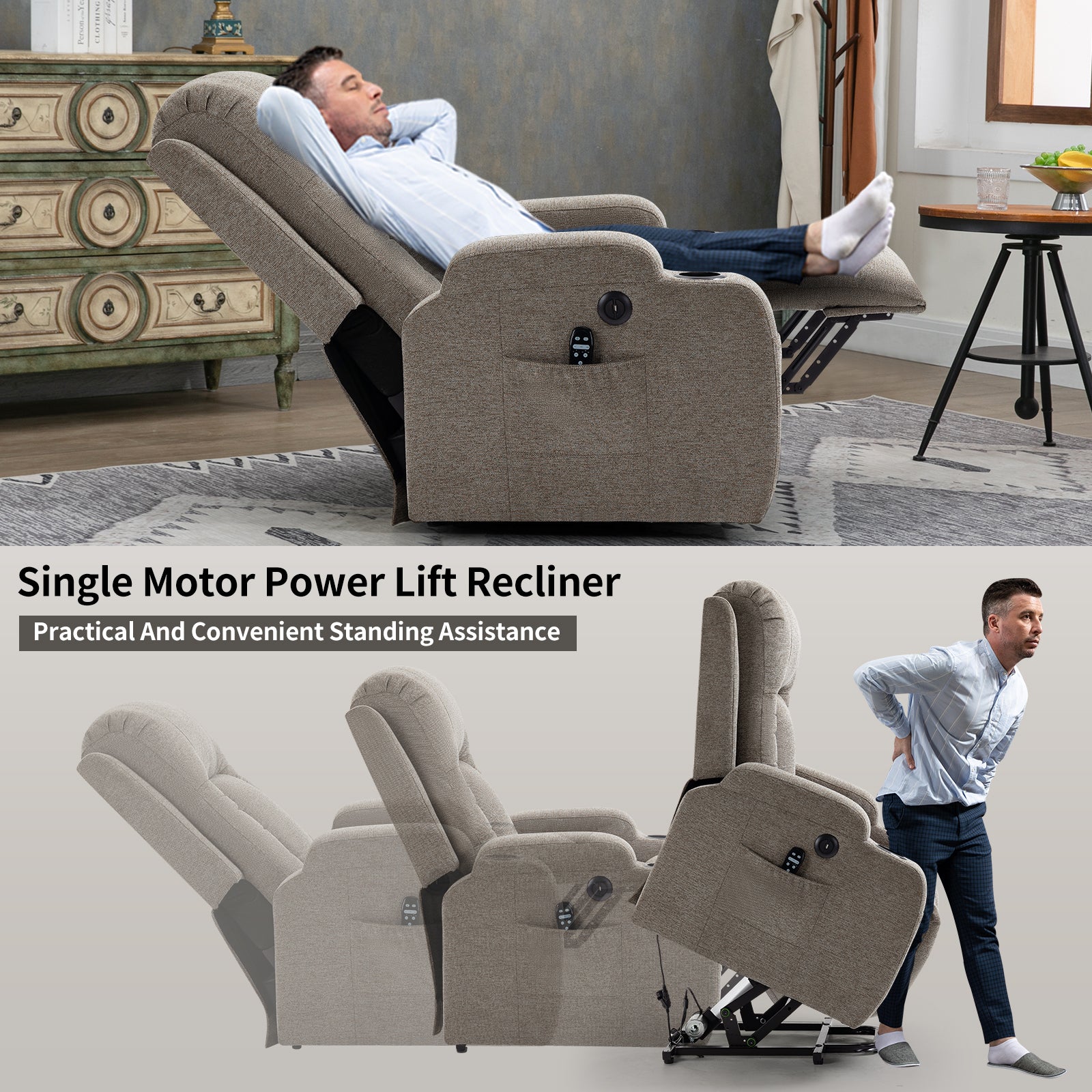 Power Lift Recliner Chair with Massage and Heat - ComfortMAX