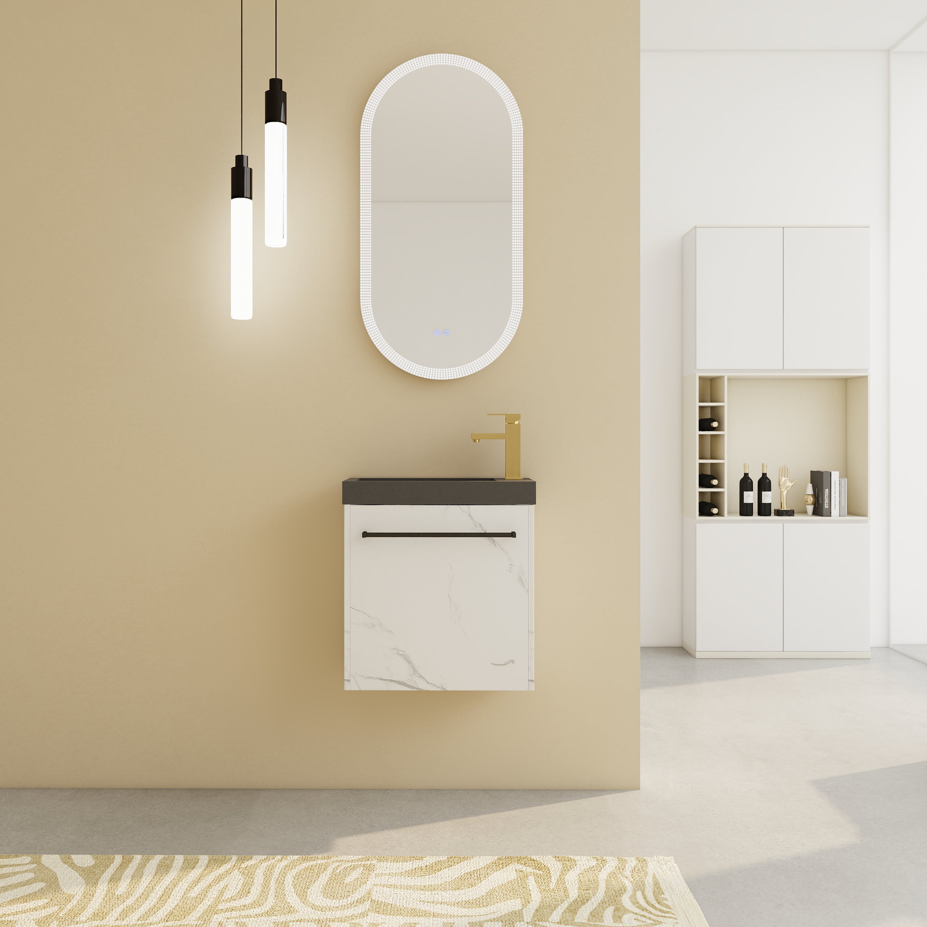 20'' Floating Wall-Mounted Bathroom Vanity with Resin Sink