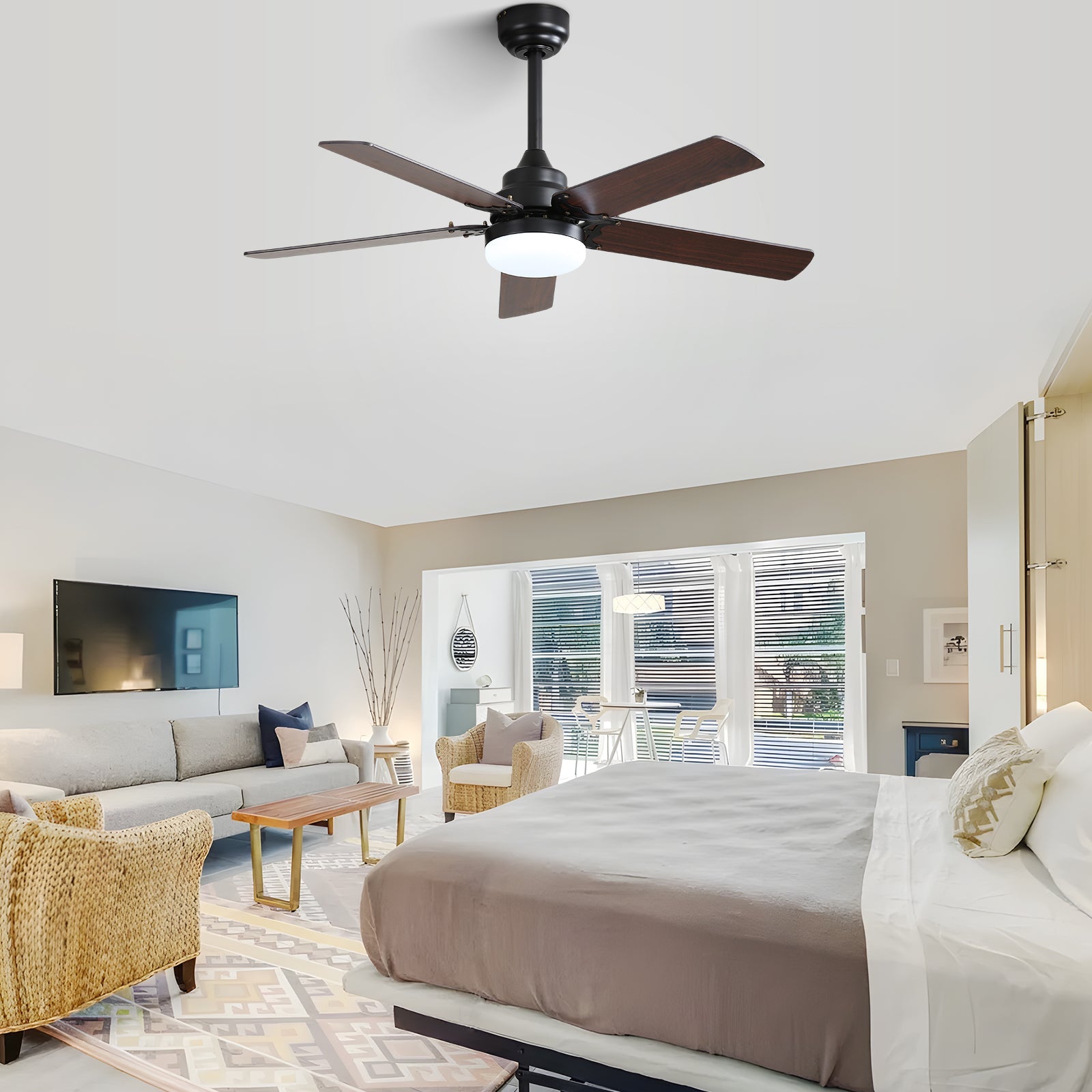 42 Inch Modern Ceiling Fan with LED Light and Remote Control