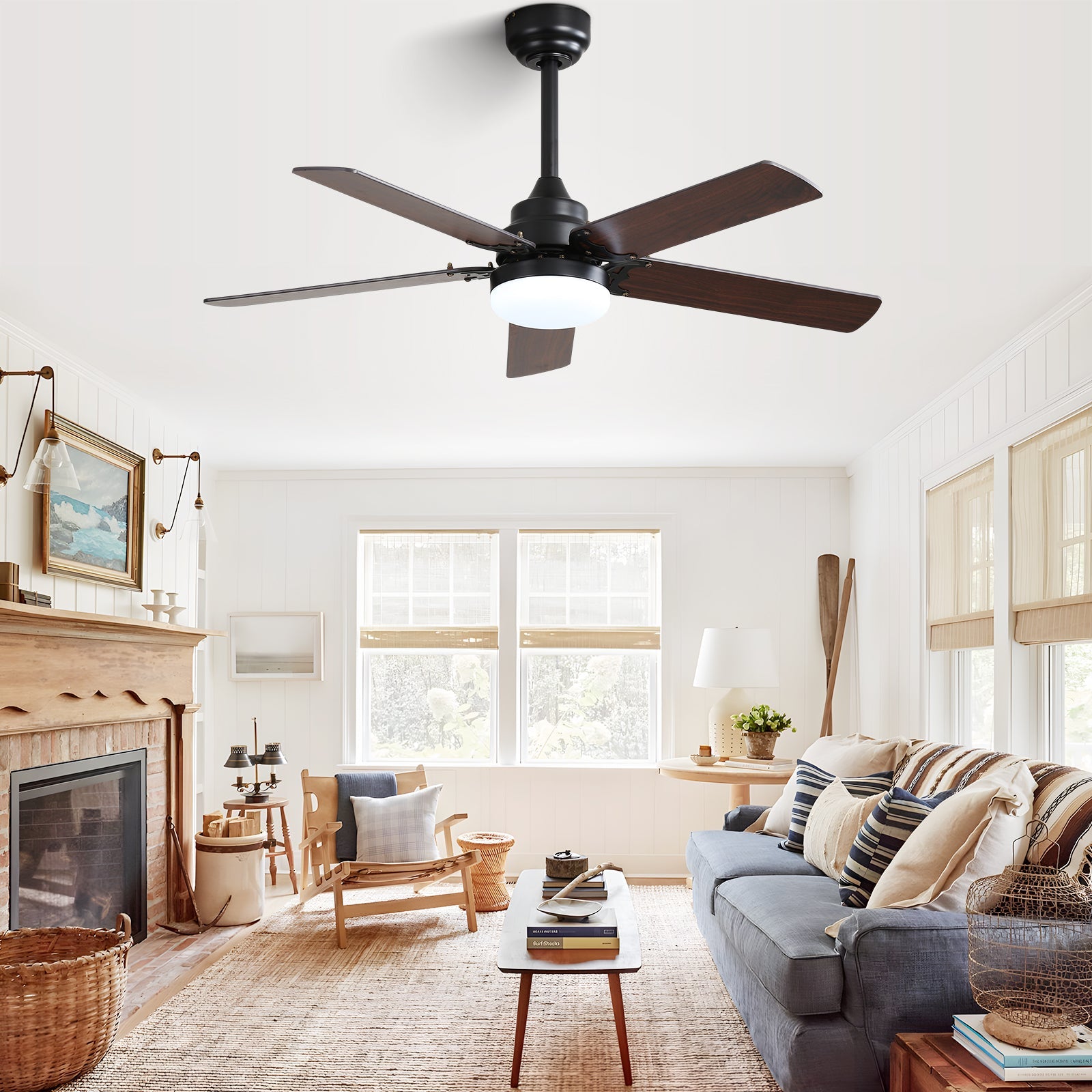 42 Inch Modern Ceiling Fan with LED Light and Remote Control